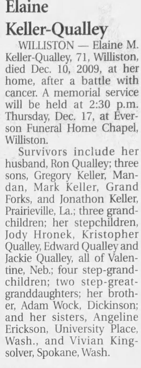 Clipping from The Bismarck Tribune